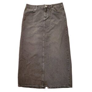 Divided‎ HM Black Denim Maxi Skirt 10 Modest Back Slit Western Rodeo